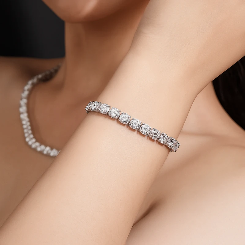 18k Gold Plated 925 Silver Tennis Bracelet with Moissanite Sparkle – Elegant Women's Jewelry Gift by Luma Moissanite