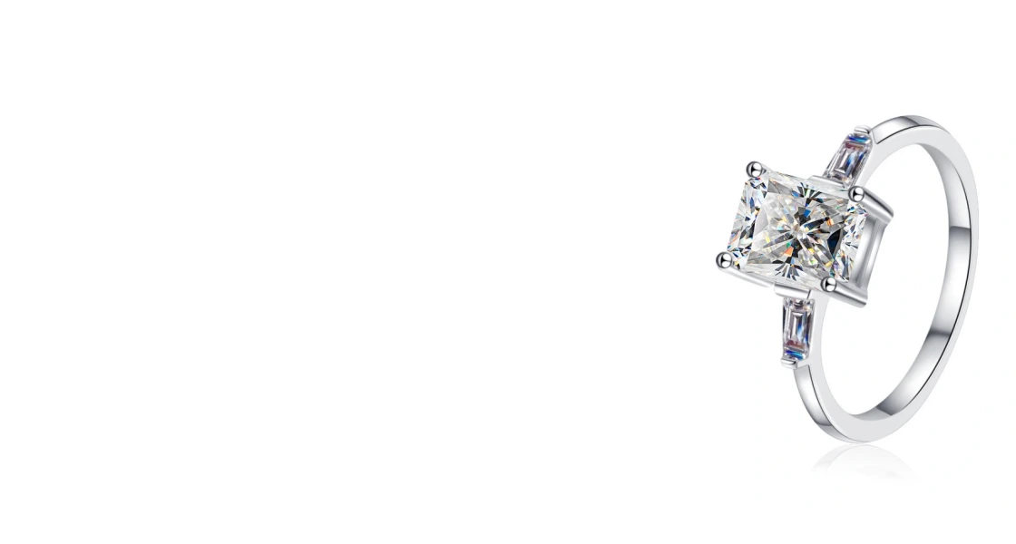 2 carat radiant cut moissanite engagement ring – solitaire style in 925 sterling silver by Luma Moissanite
