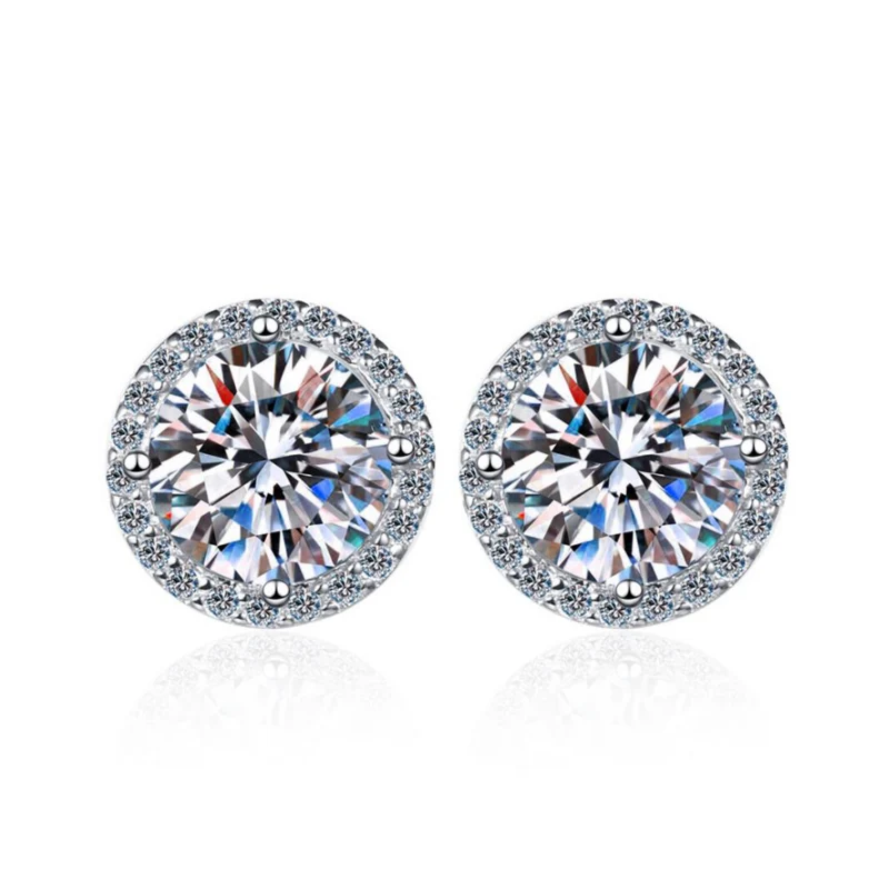 Classic 4-Prong Round Moissanite Stud Earrings for Men in S925 Sterling Silver Luxury Jewelry by Luma Moissanite