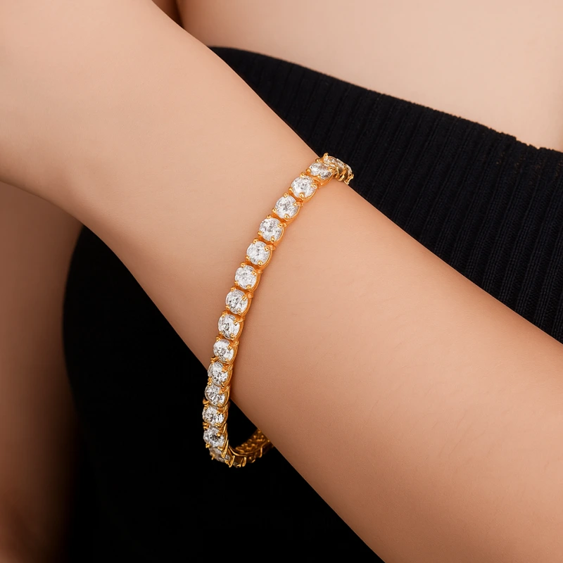 Elegant 18K Gold Moissanite Tennis Bracelet – Luxury Jewelry for Women, Perfect for Special Gifts by Luma Moissanite