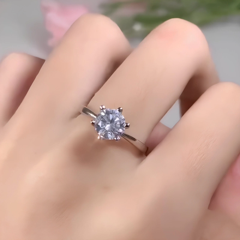 Graceful 6-prong moissanite engagement ring in sterling silver with 1–3 carat adjustable stone by Luma Moissanite, perfect for proposals, weddings, or luxury gifts