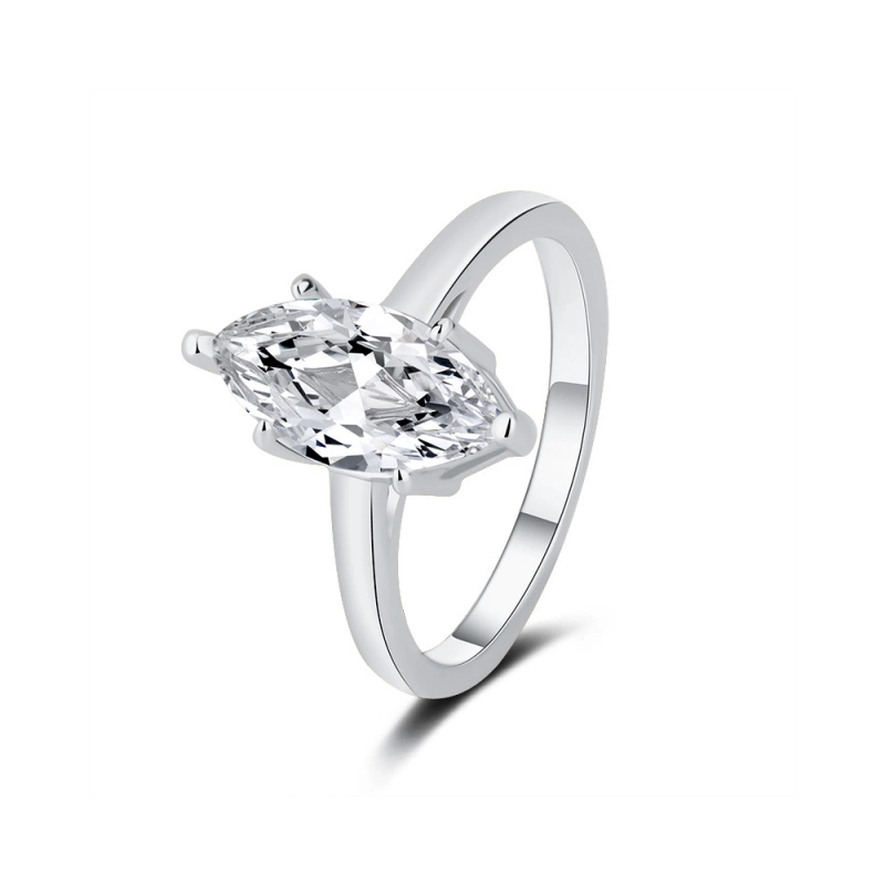 Marquise Moissanite Engagement Ring in 925 Sterling Silver – Solitaire Design, Elegant Women’s Jewelry, Perfect Diamond Alternative for Weddings, Proposals, and Anniversary Gifts