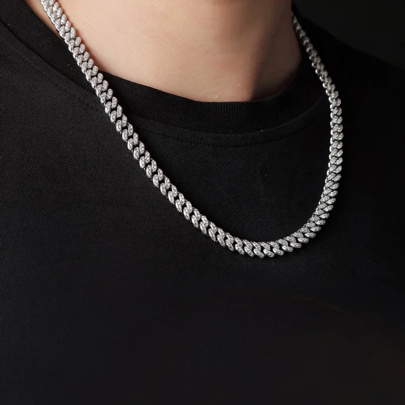 Moissanite Hip Hop Cuban Chain Necklace for Men – 18K Gold Plated 925 Sterling Silver Jewelry by Luma Moissanite