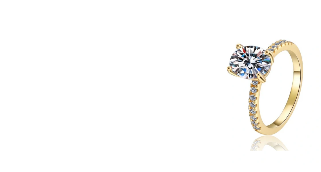2 carat oval moissanite engagement ring – 18K gold plated sterling silver luxury solitaire by Luma Moissanite