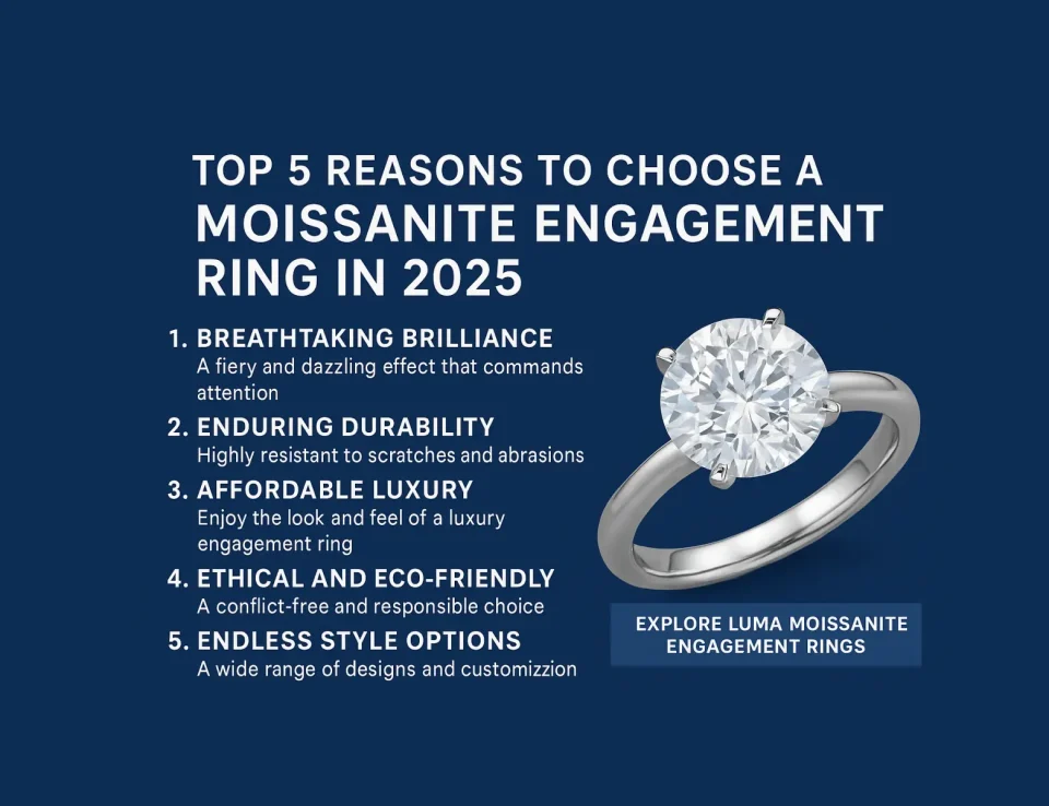 Moissanite engagement ring 2025 – Top 5 reasons to choose Luma Moissanite jewelry. Buy online as an affordable, ethical, and sparkling diamond alternative for weddings, proposals, and gifts across the US, UK, Canada, Australia, Japan, and beyond.