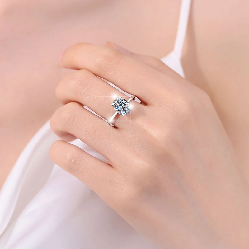 3 Carat Oval Moissanite Engagement Ring for Women in 925 Sterling Silver with Gold Plated 4-Prong Setting – Luma Moissanite