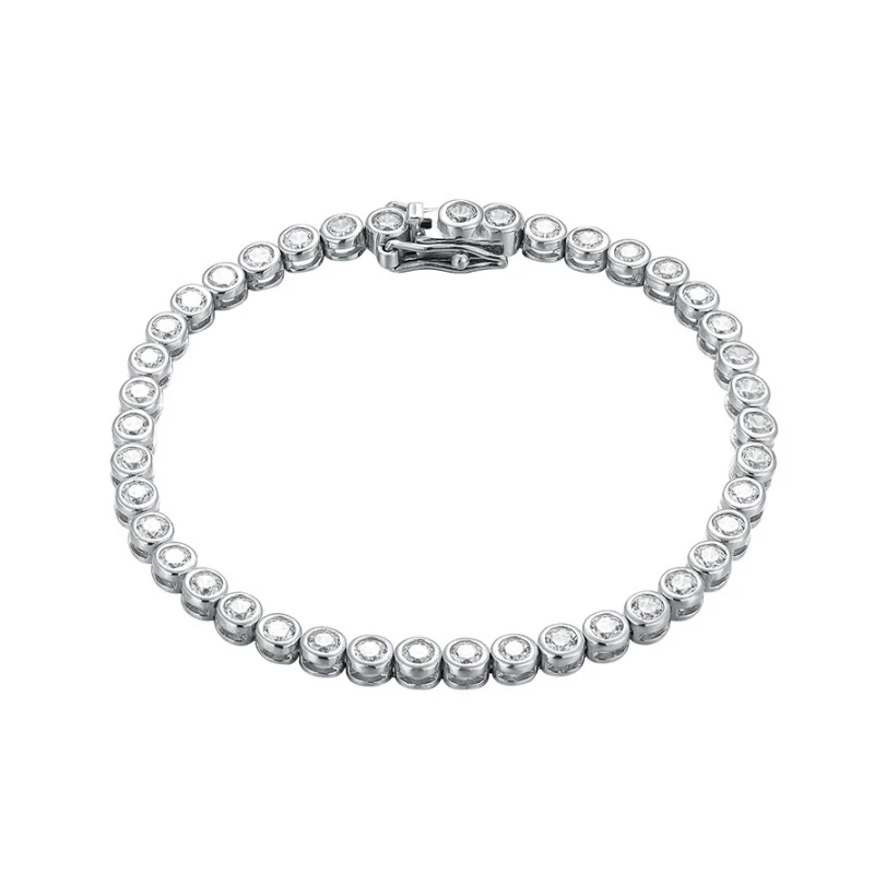 Luma Moissanite 3mm Bezel Tennis Bracelet for Women in Sterling Silver, minimalist moissanite jewelry gift, elegant bezel-set bracelet design