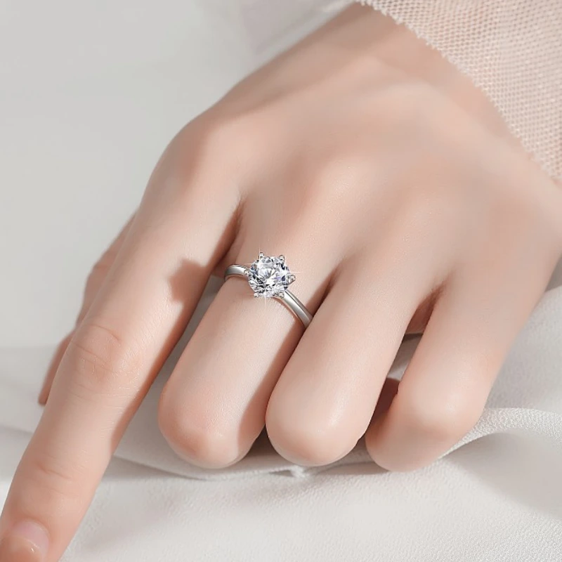 5 Carat Moissanite Ring with simple six prong sterling silver design for women – elegant jewelry gift from Luma Moissanite