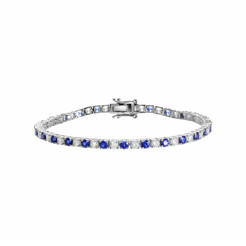 Elegant 3mm Lab Created Blue Sapphire Tennis Bracelet in 925 Sterling Silver – Luma Moissanite Luxury Jewelry, Perfect Gift for Women