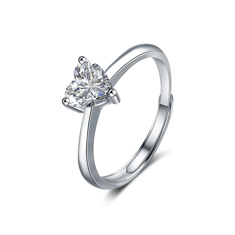 Heart Moissanite Promise Ring for Women – Adjustable 925 Sterling Silver Jewelry Gift by Luma Moissanite