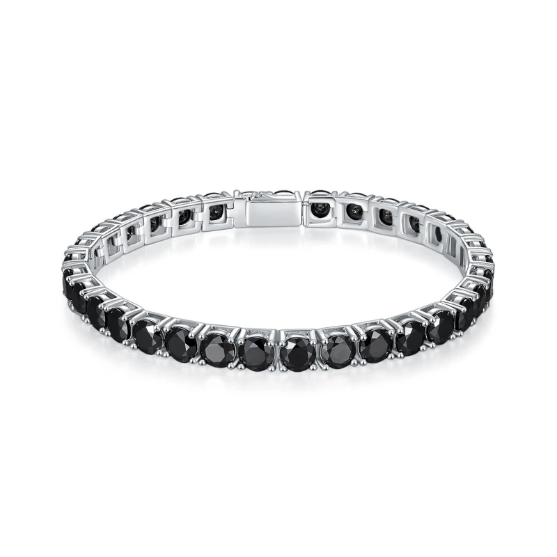 Hip hop black diamond moissanite tennis bracelet, 0.3–1 carat 925 sterling silver full eternity chain by Luma Moissanite — unisex luxury jewelry gift, online shopping USA, UK, Canada.