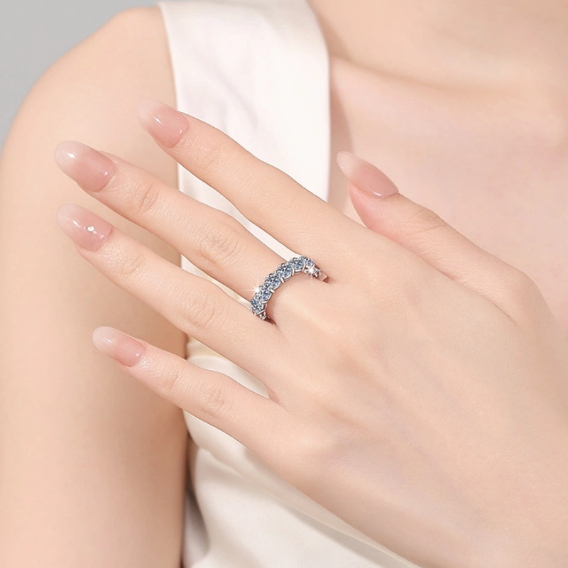 Luma Women’s Moissanite Eternity Ring Cuban Style in 925 sterling silver – perfect romantic gift and online purchase