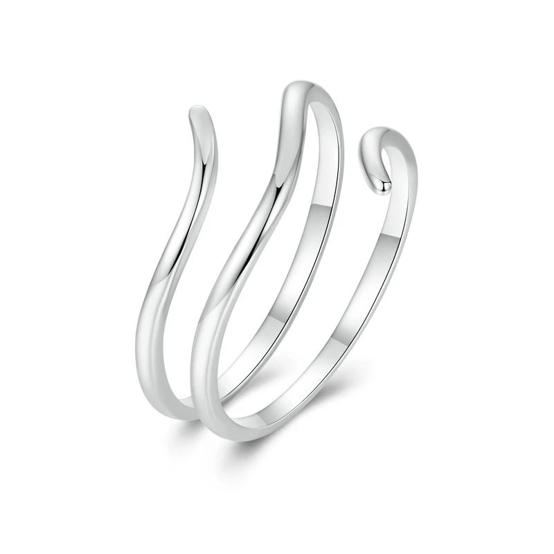 Minimalist Sterling Silver Open Wrap Ring for Women – Adjustable S925 Band Jewelry by Luma Moissanite