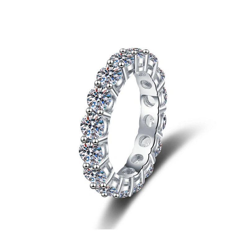 Luma Moissanite Eternity Ring for Women – Full Pavé Cuban Design in 925 Sterling Silver, Elegant Luxury Jewelry