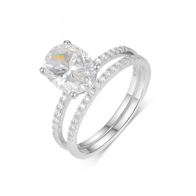 Oval Moissanite Wedding Ring Sets for Women in 925 Sterling Silver – Elegant and Timeless Bridal Jewelry