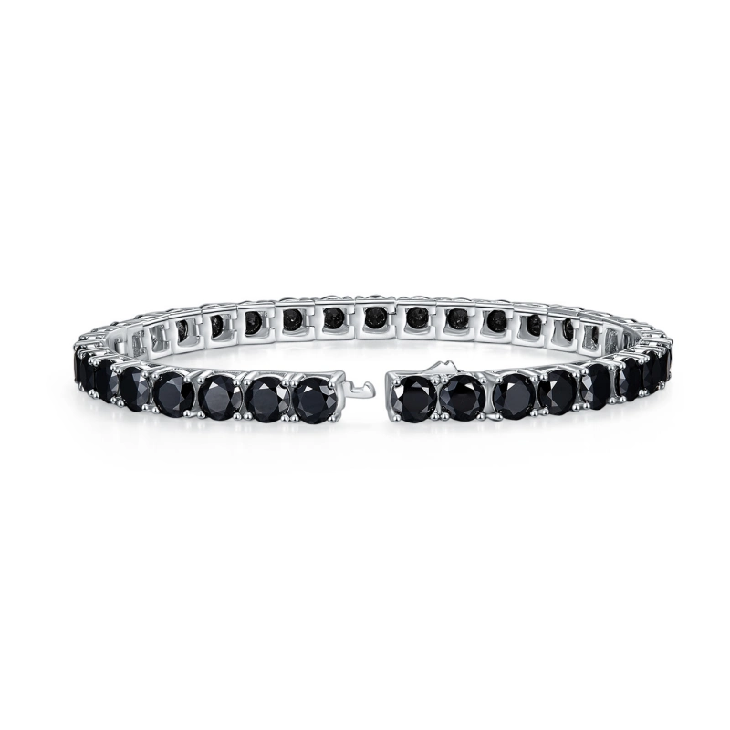 Unisex black diamond moissanite tennis bracelet, 0.3–1 carat sterling silver hip hop chain by Luma Moissanite — luxury gift jewelry, online shopping USA, UK, Canada.